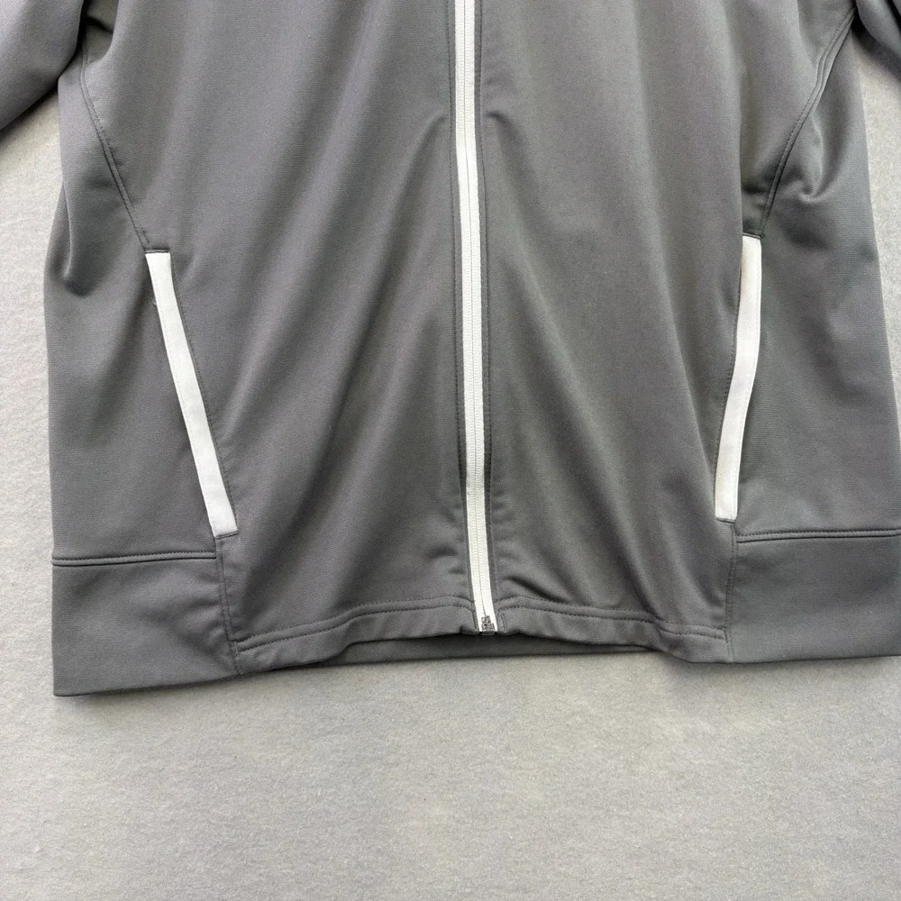 UNDER ARMOUR Gray Warm Up Jacket Medium Mens M Zip Up White Stripe